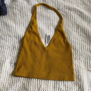 mustard yellow halter top